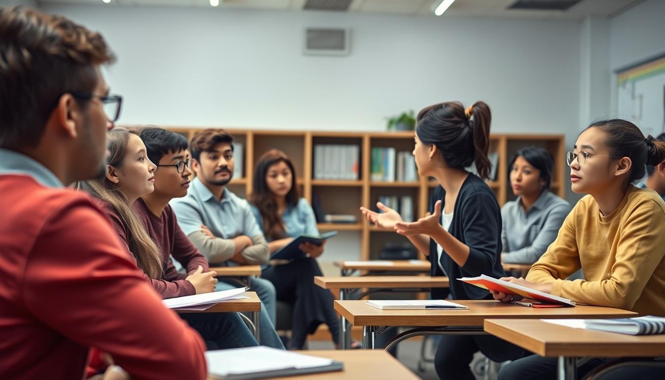 Student using a study guide to organize academic notes